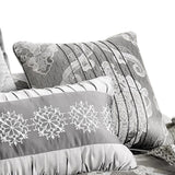 Benzara 12 Piece King Polyester Comforter Set with Medallion Print, Platinum Gray BM225173 Gray Fabric BM225173