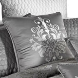 Benzara 12 Piece King Polyester Comforter Set with Medallion Print, Platinum Gray BM225173 Gray Fabric BM225173