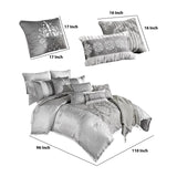 Benzara 12 Piece King Polyester Comforter Set with Medallion Print, Platinum Gray BM225173 Gray Fabric BM225173