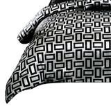 Benzara 6 Piece Polyester King Comforter Set with Geometric Print, Gray and Black BM225175 Gray and Black Fabric BM225175