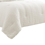 Benzara 6 Piece Cotton King Comforter Set with Fringe Details, White BM225177 White Fabric BM225177