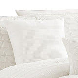 Benzara 6 Piece Cotton King Comforter Set with Fringe Details, White BM225177 White Fabric BM225177