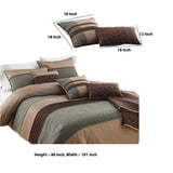 Benzara 7 Piece King Polyester Comforter Set with Pleats and Texture, Gray and Brown BM225183 Gray and Brown Fabric BM225183