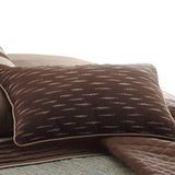 Benzara 7 Piece Queen Comforter Set with Pleats and Texture, Gray and Brown BM225184 Gray and Brown Fabric BM225184