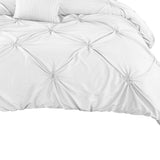 Benzara 8 Piece King Polyester Comforter Set with Diamond Tufting, White BM225185 White Fabric BM225185