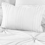 Benzara 8 Piece King Polyester Comforter Set with Diamond Tufting, White BM225185 White Fabric BM225185