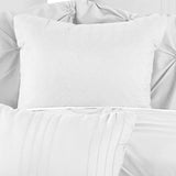 Benzara 8 Piece King Polyester Comforter Set with Diamond Tufting, White BM225185 White Fabric BM225185