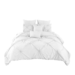 Benzara 8 Piece King Polyester Comforter Set with Diamond Tufting, White BM225185 White Fabric BM225185