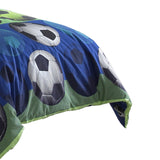 Benzara 3 Piece Twin Size Comforter Set with Soccer Theme, Multicolor BM225199 Multicolor Fabric BM225199