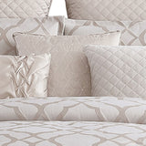 Benzara 10 Piece King Size Fabric Comforter Set with Quatrefoil Prints, White BM225201 White Fabric BM225201