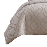 Benzara 10 Piece King Size Fabric Comforter Set with Quatrefoil Prints, White BM225201 White Fabric BM225201