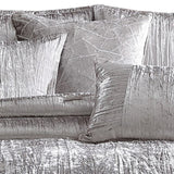 Benzara King Size 7 Piece Fabric Comforter Set with Crinkle Texture, Silver BM225205 Silver Fabric BM225205