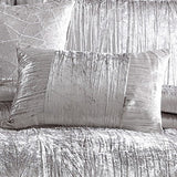 Benzara King Size 7 Piece Fabric Comforter Set with Crinkle Texture, Silver BM225205 Silver Fabric BM225205