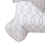 Benzara 8 Piece Full Size Fabric Comforter Set with Geometric Prints,White and Gray BM225212 White and Gray Fabric BM225212