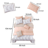 Benzara 8 Piece King Comforter and Coverlet Set with Floral Swirl Pattern, Pink BM225220 Pink Fabric BM225220