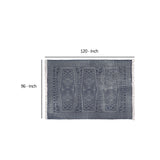 Benzara 8 x 10 Feet Fabric Rug with Batik Print Pattern and Fringes, Gray BM225506 Gray Fabric BM225506