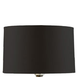 Benzara Pot Bellied Shape Glass Table Lamp with Metal Tier Base, Clear and Black BM225585 Clear, Black Glass, Metal, Fabric BM225585