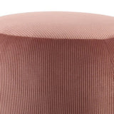 Benzara Fabric Upholstered Round Ottoman with Straight Metal Legs, Pink and Gold BM225678 Pink and Gold Solid Wood, Fabric and Metal BM225678