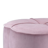 Benzara Fabric Upholstered Ottoman with Sleek Straight Legs, Pink and Gold BM225682 Pink and Gold Solid Wood, Fabric and Metal BM225682