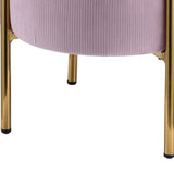 Benzara Fabric Upholstered Ottoman with Sleek Straight Legs, Pink and Gold BM225682 Pink and Gold Solid Wood, Fabric and Metal BM225682