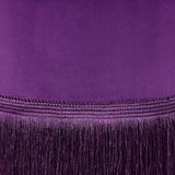 Benzara Fabric Upholstered Round Ottoman with Fringes and Metal Base, Purple BM225687 Purple Solid Wood and Fabric BM225687