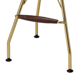 Benzara Metal Backless Barstool with Flared legs and Braces Support, Set of 2, Gold BM225693 Gold Metal and Faux Leather BM225693