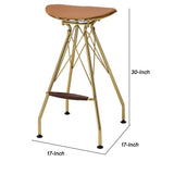 Benzara Metal Backless Barstool with Flared legs and Braces Support, Set of 2, Gold BM225693 Gold Metal and Faux Leather BM225693