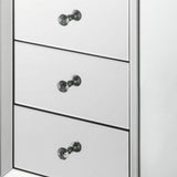 Benzara 3 Drawer Beveled Mirrored Nightstand with Floating Plinth Base Silver BM225701 Silver Solid Wood and Mirror BM225701