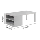 Benzara Wood and Metal Frame Coffee Table with Open Shelves, White and Chrome BM225742 White and Chrome Solid Wood and Metal BM225742