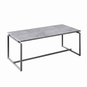 Benzara 3 Piece Faux Concrete Top Occasional Table Set, Gray and Silver BM225744 Gray and Silver Faux Concrete and Metal BM225744