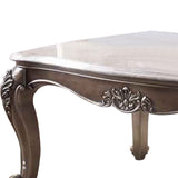 Benzara Faux Marble Top Engraved Wooden Frame Coffee Table, Off White and Gold BM225746 White and Gold Solid Wood and Marble BM225746