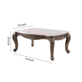 Benzara Faux Marble Top Engraved Wooden Frame Coffee Table, Off White and Gold BM225746 White and Gold Solid Wood and Marble BM225746