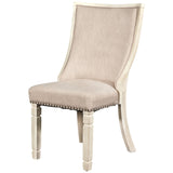 Benzara Fabric Upholstered Wooden Arm Chair with Nailhead Trims, Set of 2, Beige BM225816 Beige Wood and Fabric BM225816