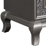Benzara Wooden Nightstand with Faux Crystal Accents and 2 Drawers, Gray BM225822 Gray Wood and Faux Crystal BM225822
