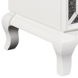Benzara Wooden Nightstand with Faux Crystal Accents and 2 Drawers, White BM225823 White Wood and Faux Crystal BM225823