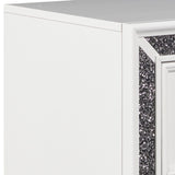 Benzara Wooden Nightstand with Faux Crystal Accents and 2 Drawers, White BM225823 White Wood and Faux Crystal BM225823