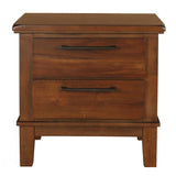 Benzara Wooden Nightstand with Chamfered Legs and 2 Spacious Drawers, Brown BM225824 Brown Wood BM225824