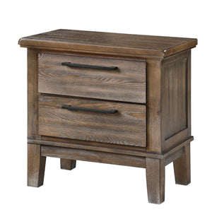 Benzara Wooden Nightstand with Chamfered Legs and 2 Spacious Drawers, Light Brown BM225825 Brown Wood BM225825