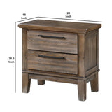 Benzara Wooden Nightstand with Chamfered Legs and 2 Spacious Drawers, Light Brown BM225825 Brown Wood BM225825