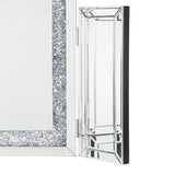 Benzara Tri Fold Mirror Panel Frame Accent Decor with Faux Diamond, Silver BM225871 Silver Solid Wood, Mirror, Glass and Faux Diamond BM225871