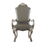 Benzara High Back Leatherette Arm Chair with Claw Legs, Set of 2, Silver and Gray BM225881 Silver, Gray Solid Wood and Faux Leather BM225881