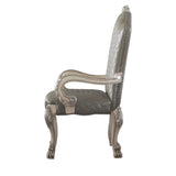 Benzara High Back Leatherette Arm Chair with Claw Legs, Set of 2, Silver and Gray BM225881 Silver, Gray Solid Wood and Faux Leather BM225881