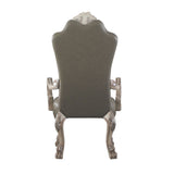 Benzara High Back Leatherette Arm Chair with Claw Legs, Set of 2, Silver and Gray BM225881 Silver, Gray Solid Wood and Faux Leather BM225881