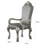 Benzara High Back Leatherette Arm Chair with Claw Legs, Set of 2, Silver and Gray BM225881 Silver, Gray Solid Wood and Faux Leather BM225881