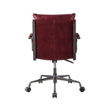 Benzara Swivel Leatherette Tufted Office Chair with Metal Star Base, Red BM225888 Red Metal and Leather BM225888