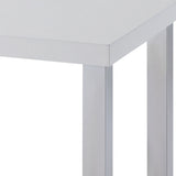 Benzara Square Wooden End Table with Straight Metal Legs, White and Chrome BM225891 White and Chrome Solid Wood and Metal BM225891