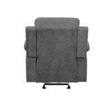 Benzara Fabric Upholstered Glider Recliner Chair with Pillow Top Armrest, Gray BM225898 Gray Solid Wood, Metal and Fabric BM225898