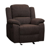 Fabric Upholstered Glider Recliner Chair with Pillow Top Armrest, Brown