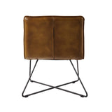 Benzara Horizontal Tufted Accent Chair with Sled Base and X Shaped Support, Brown BM225920 Brown and Silver Metal and Leather BM225920