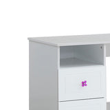 Benzara Wooden Table Desk with 2 Drawers and 1 Open Compartment, White BM225935 White Solid Wood and Veneer BM225935